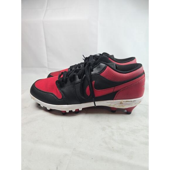 Size 12.5- Nike Air Jordan 1 Retro TD Low Bred Black Red OG Football Cleats main image 5